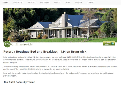 Rotorua Bed and Breakfast - 124 on Brunswick. Beautiful surroundings, beautiful bed and breakfast and now a beautiful website to go with it.